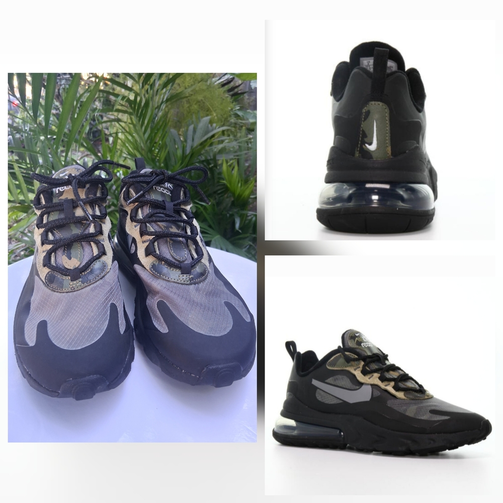 🔥NIKE AIR MAX 270 REACT CAMO Sneakers Size 8 EUC & FREE GIFT